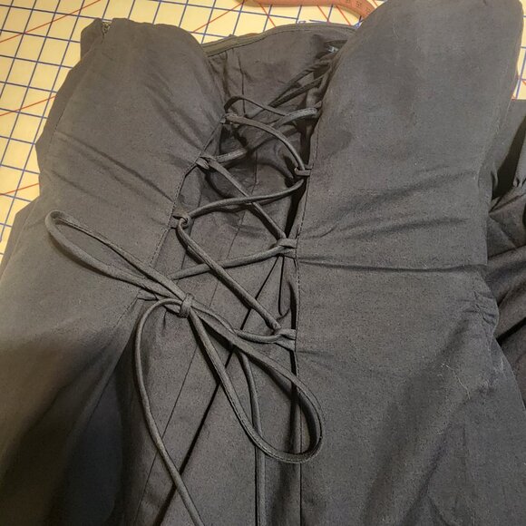 ASTR Lace Up Strapless Bubble Dress Small hole at base of zipper Blue Small - Picture 11 of 11